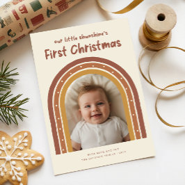 Tarjeta Festiva Playful Newborn Baby's First Christmas Arch Photo