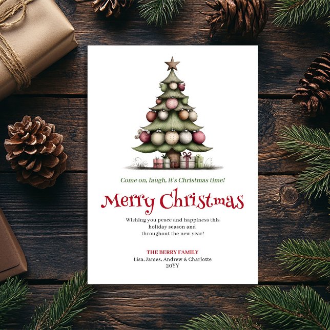 Tarjeta Festiva Playful quirky Christmas tree greeting card (Playful quirky Christmas tree greeting card

)