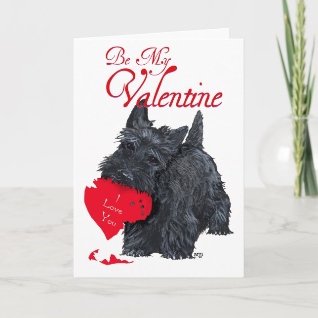Tarjeta Festiva Playful Scottish Terrier Valentine Card (Anverso)
