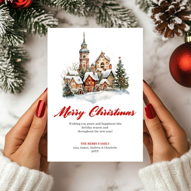 Tarjeta Festiva Playful Winter Scene Christmas Greeting Card (Playful Winter Scene Christmas Greeting Card)