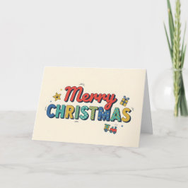 Tarjeta Festiva Playroom Retro Kids Merry Christmas