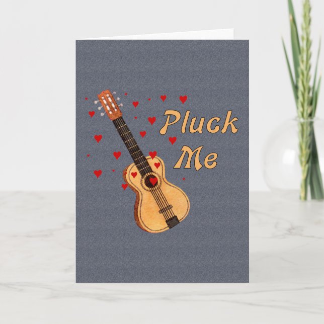 Tarjeta Festiva Pluck Me Valentine Guitar (Anverso)