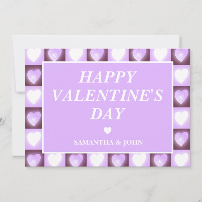 Tarjeta Festiva Plum Mauve Celestial Hearts Valentine’s Gift (Anverso)