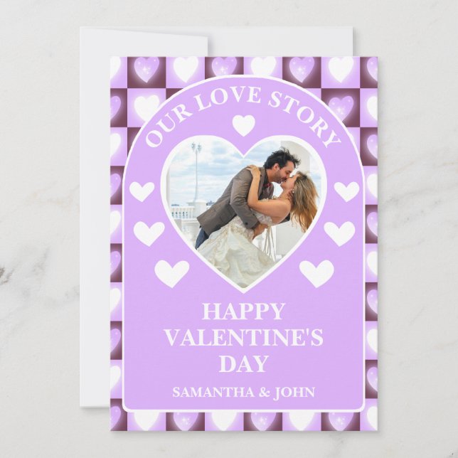 Tarjeta Festiva Plum Mauve Celestial Hearts Valentine’s Gift Photo (Anverso)