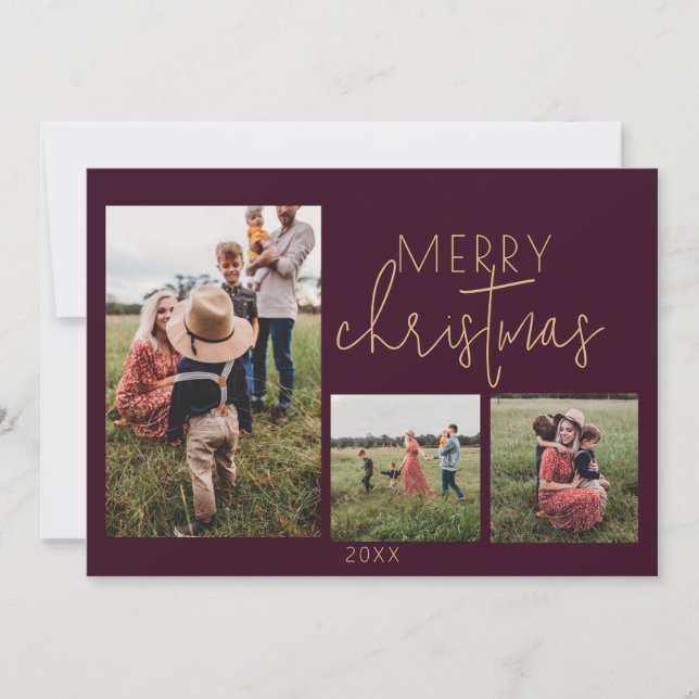 Tarjeta Festiva Plum MERRY Holiday Navidades Card (Anverso)