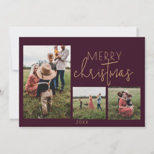 Tarjeta Festiva Plum MERRY Holiday Navidades Card