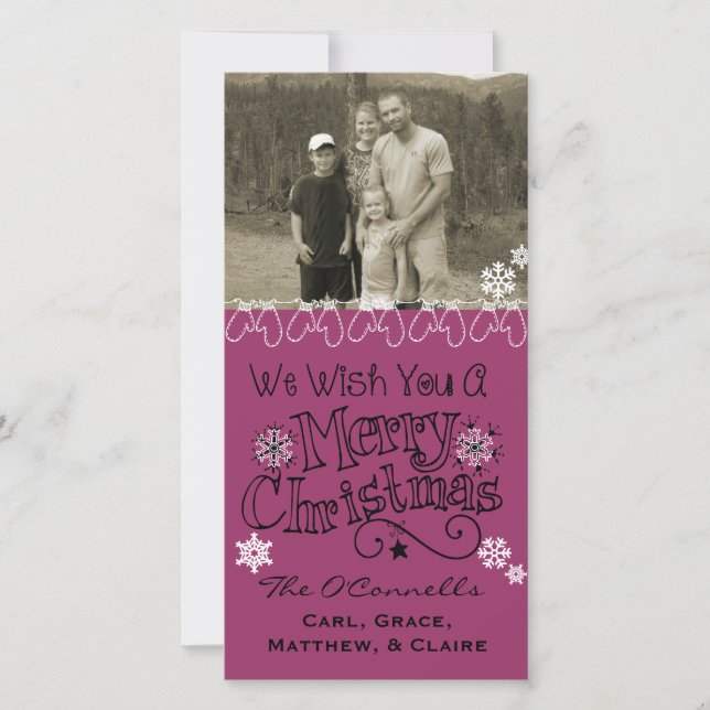 Tarjeta Festiva Plum Wish You Merry Christmas Photo Card (Anverso)