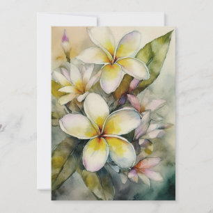 Tarjeta Festiva Plumeria Amarilla de Hawái