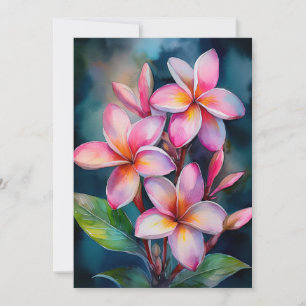 Tarjeta Festiva Plumeria de Rubor de Hawái