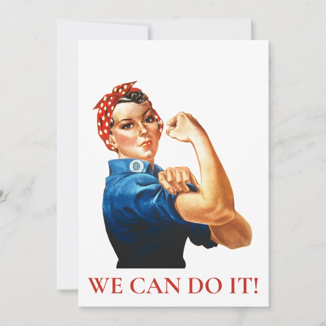 Tarjeta Festiva Podemos hacerlo, Rosie Riveter Women Power WII (Anverso)