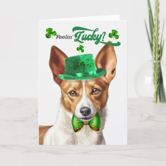 Tarjeta Festiva Podengo Dog Feelin' Lucky St Patrick's Day