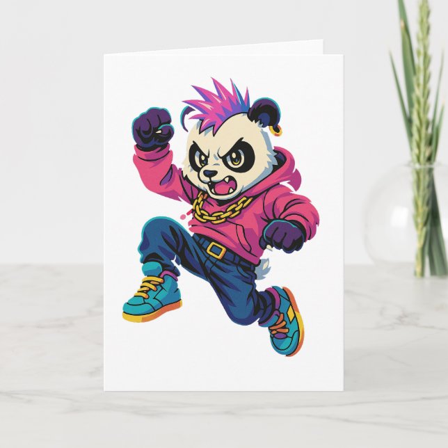 Tarjeta Festiva Poder de Panda Punk (Anverso)