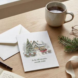 Tarjeta Festiva Poema Barrow Nordic Snow Pine Forest Christmas Tre