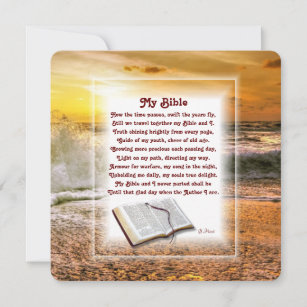 Tarjeta Festiva Poema cristiano "Mi Biblia" con Sunset Beach 