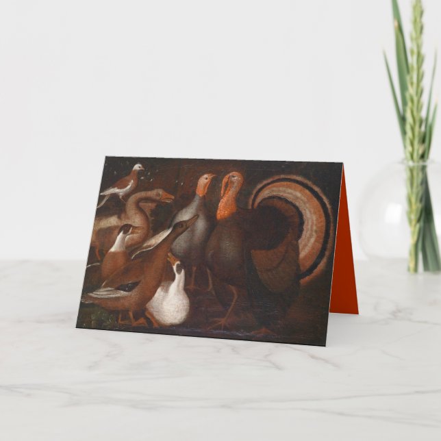 Tarjeta Festiva Poema de pavos Ducks ThanksgIving dentro del salud (Anverso)