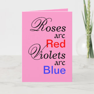 Tarjeta Festiva Poema de San Valentín azul de las violetas rojas d