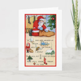 Tarjeta Festiva Poema de Vintage de Santa Claus, Navidades, Art De