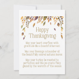 Tarjeta Festiva Poema Feliz Día de Acción de Gracias