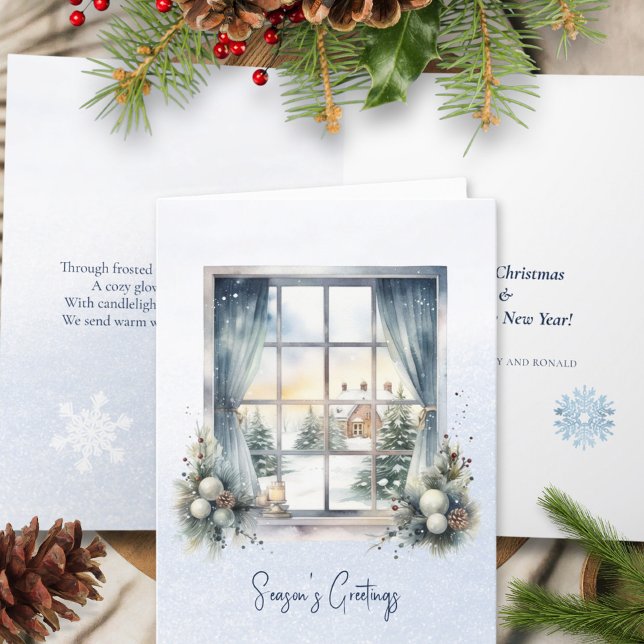 Tarjeta Festiva Poema Navidades nórdicos de la nieve de pino cónic (Subido por el creador)