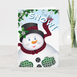 Tarjeta Festiva Poema navideño de Navidades de Snowman