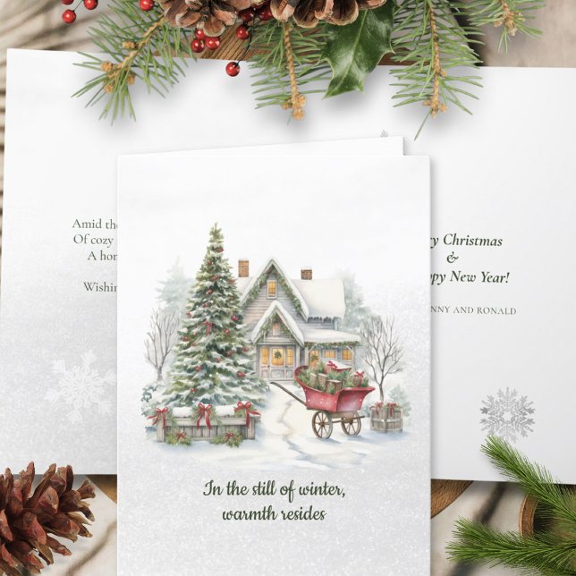 Tarjeta Festiva Poema Navideño Tradicional Nevado (Subido por el creador)