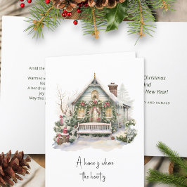 Tarjeta Festiva Poema Nórdico Water Snow Forest Pine Navidades