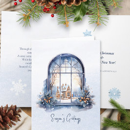 Tarjeta Festiva Poema Nórdico Winter Scene Snowy Arch Navidades