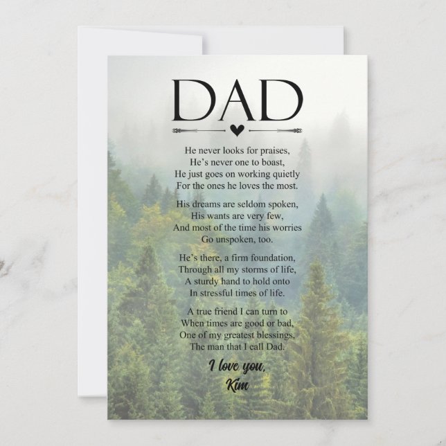 Tarjeta Festiva Poema para Papá Día del Padre Personalizado (Anverso)