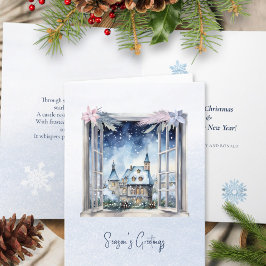 Tarjeta Festiva Poema Scandi Winter Blue deja Navidades de copos d