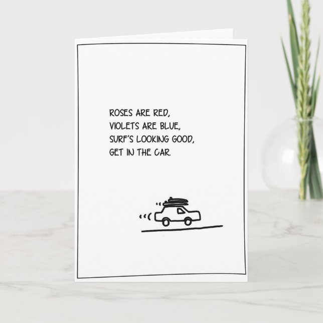 Tarjeta Festiva 'Poema' - Surfing Valentine Card (Anverso)