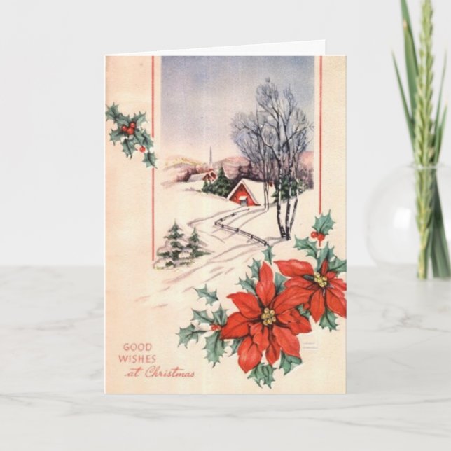 Tarjeta Festiva Poinsettas (Anverso)