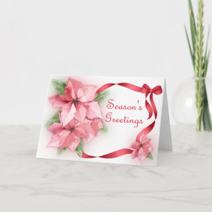 Tarjeta Festiva Poinsettas rosado