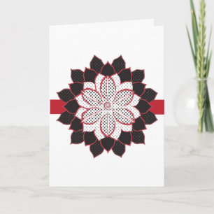 Tarjeta Festiva Poinsettia abstracta con lunares negros, blancos y
