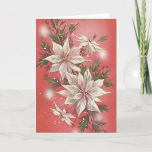Tarjeta Festiva Poinsettia blanca