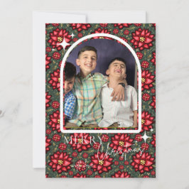 Tarjeta Festiva Poinsettia Christmas Card – Personalized
