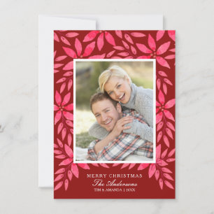 Tarjeta Festiva Poinsettia de color de agua pintada a mano por nav