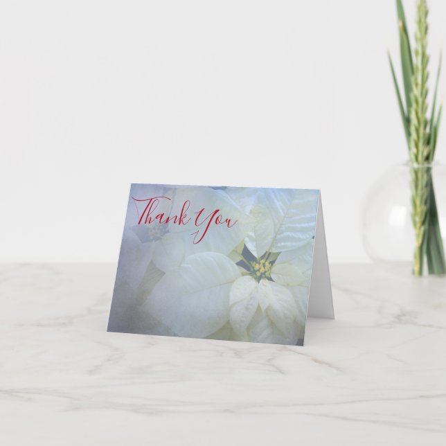 Tarjeta Festiva Poinsettia funeral thank you card (Anverso)