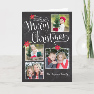 Tarjeta Festiva Poinsettia Merry Christmas Photo Card