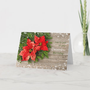 Tarjeta Festiva Poinsettia, Navidades de diciembre Cumpleaños