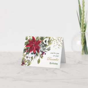 Tarjeta Festiva Poinsettia, Navidades de diciembre Cumpleaños