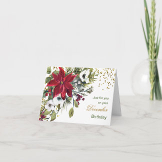 Tarjeta Festiva Poinsettia, Navidades de diciembre Cumpleaños