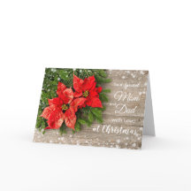 Poinsettia, Navidades de pino en madera Mamá y pap