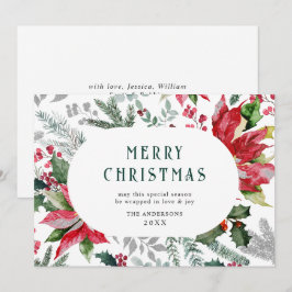 Tarjeta Festiva Poinsettia Navideña Festiva Foto de Muérdago