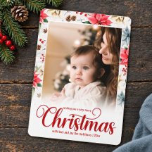 Poinsettia Photo Rustic Farmhouse Christmas