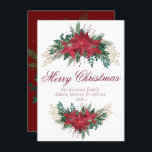 Tarjeta Festiva Poinsettia Red y Green Winter Floral Garland<br><div class="desc">Sofisticada elegancia de Navidades florales con magnífica paleta de vacaciones de textura acuática. La estética abstracta conceptual moderna aporta un lujo para añadir un toque de color perfecto y un estilo personal. También se puede transferir a material escolar/de oficina o decoración para un fácil cambio de habitación para el hogar...</div>