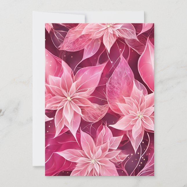 Tarjeta Festiva Poinsettia rosa suave (Anverso)