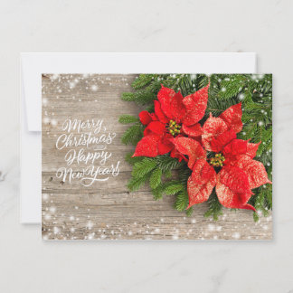Tarjeta Festiva Poinsettia sobre los Navidades de empresas maderer