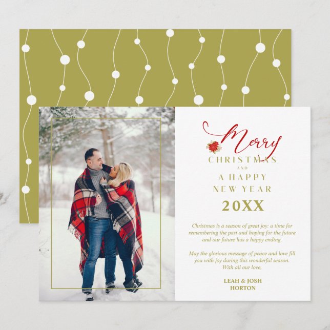 Tarjeta Festiva Poinsettias Moda moderna Fotos navideñas de ferry (Anverso / Reverso)