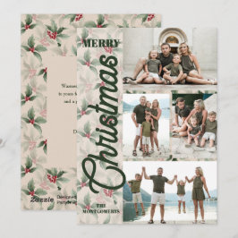 Tarjeta Festiva Poinsettias vintage Fotos navideñas