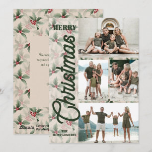 Tarjeta Festiva Poinsettias vintage Fotos navideñas